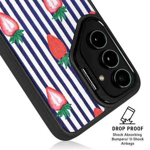 Bouffants and Broken Hearts Strawberries and Stripes Galaxy S25 Ultra Kickstand Case